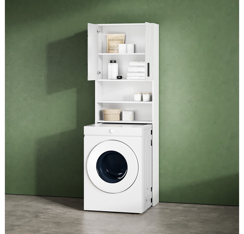 Livinity® Waschmaschinenumbauschrank Ronco, Weiß Hochglanz, 64 x 190.5 cm (1-St) Bild 3