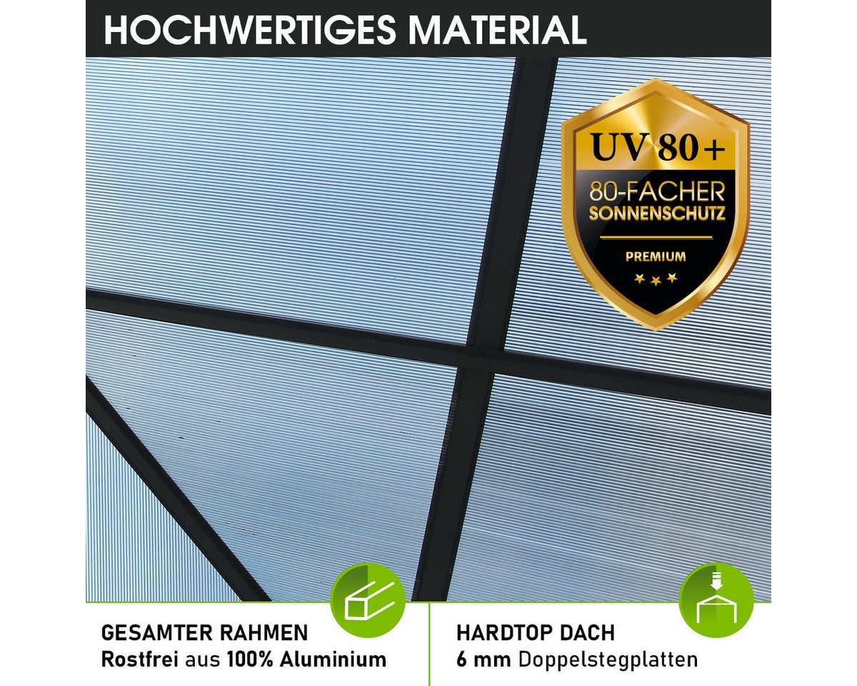 BRAST Pavillon Aluminium Pagode 4x4m inkl. Moskitonetz, festes Dach wasserdicht UV-Schutz