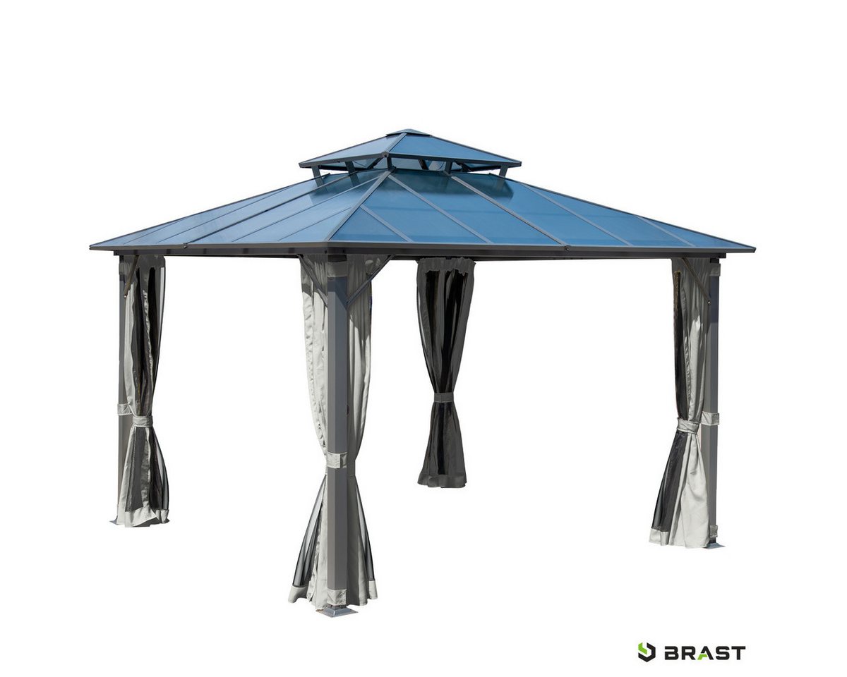 BRAST Pavillon Aluminium Pagode 4x4m inkl. Moskitonetz, festes Dach wasserdicht UV-Schutz Bild 2