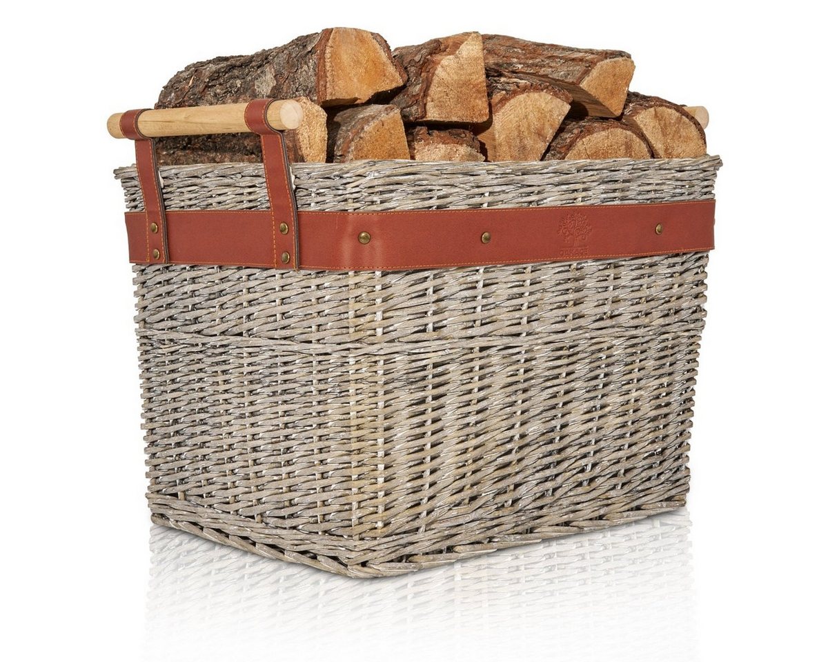 OAKAGE Kaminholzkorb Weidenkorb für Kaminholz Groß Feuerholzkorb Kaminkorb, schmutzabweisendes Innenfutter Bild 4