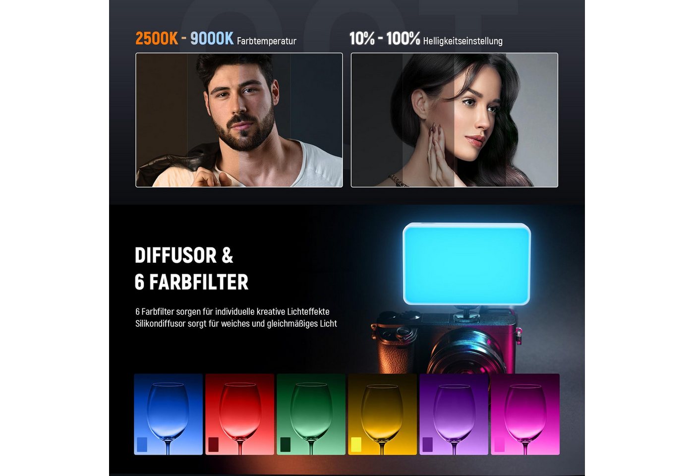 Neewer Videoleuchte BL120B LED Selfie Light CRI95+ 2500-9000K für iPhone & Webcam, passt an Smartphones,Tablets oder PCs Bild 2