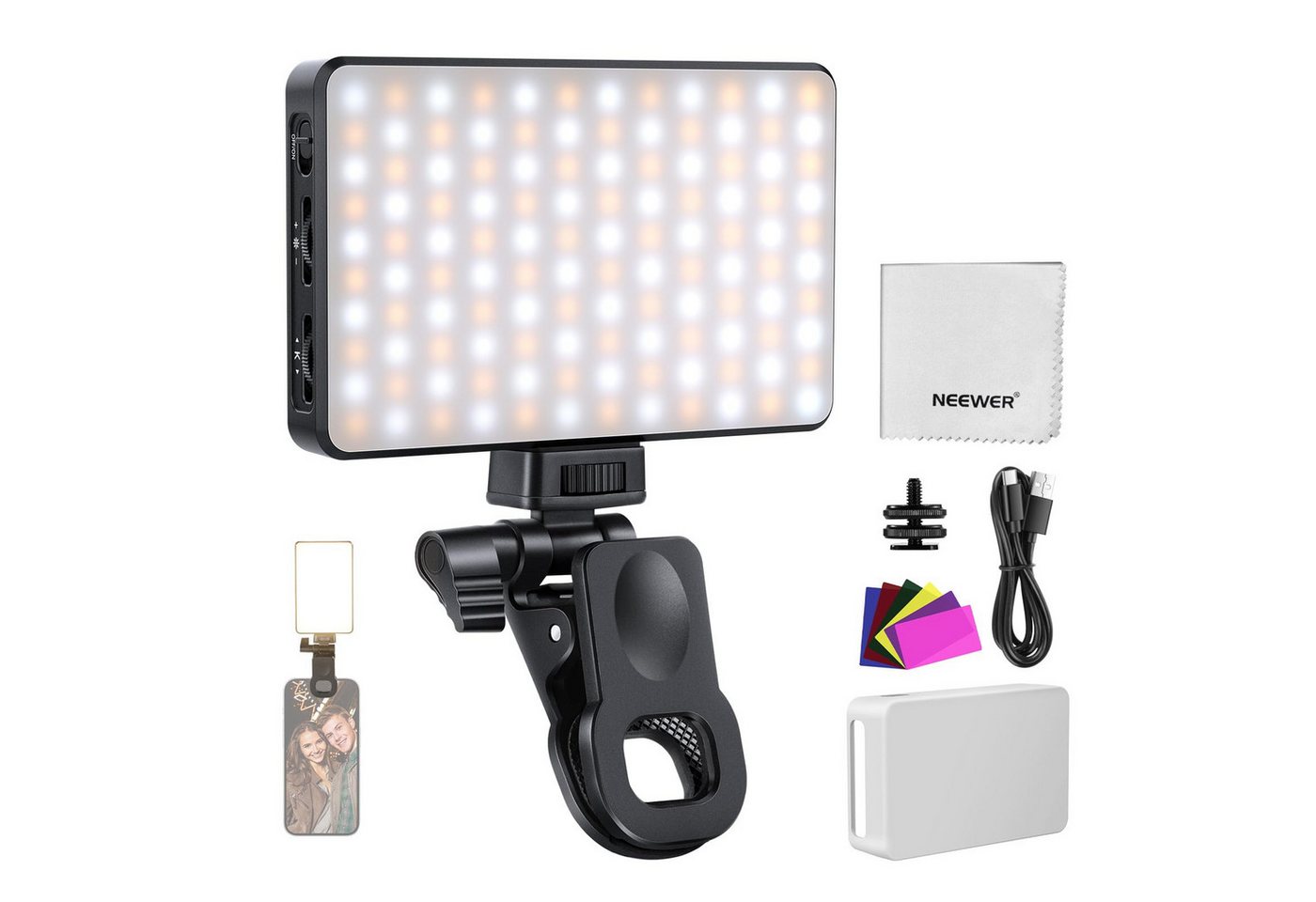 Neewer Videoleuchte BL120B LED Selfie Light CRI95+ 2500-9000K für iPhone & Webcam, passt an Smartphones,Tablets oder PCs Bild 3
