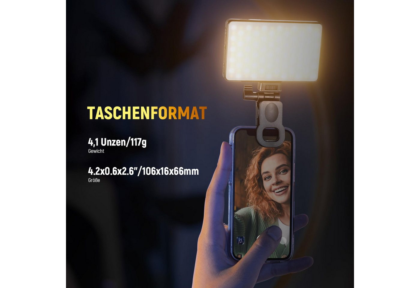 Neewer Videoleuchte BL120B LED Selfie Light CRI95+ 2500-9000K für iPhone & Webcam, passt an Smartphones,Tablets oder PCs Bild 4
