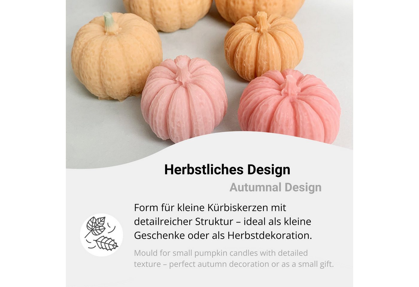 DistrEbution Silikonform Kürbis – Flexible Kürbisform für DIY Herbstkerzen Bild 3