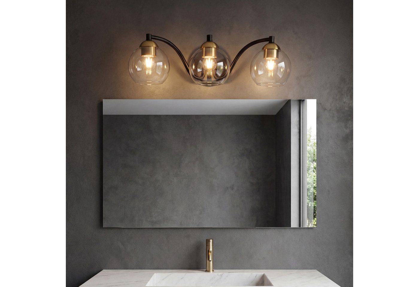 Tribesigns Wandleuchte Moderne Wandleuchte Badezimmer, 3-flammige Kugelglas Wandlampe,dimmbar Bild 2