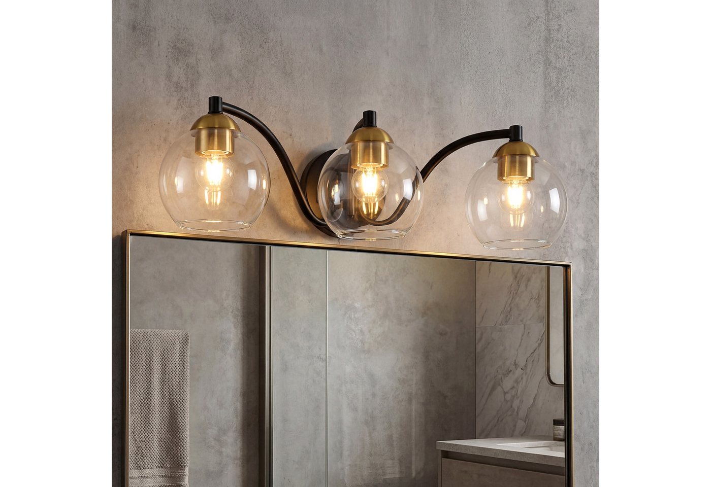 Tribesigns Wandleuchte Moderne Wandleuchte Badezimmer, 3-flammige Kugelglas Wandlampe,dimmbar Bild 3