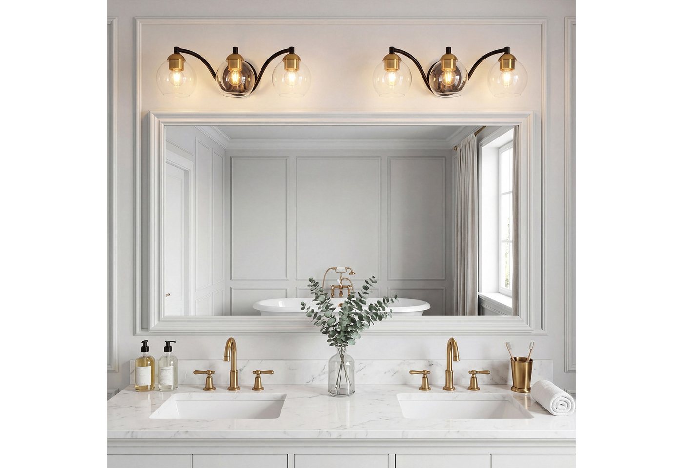 Tribesigns Wandleuchte Moderne Wandleuchte Badezimmer, 3-flammige Kugelglas Wandlampe,dimmbar Bild 5