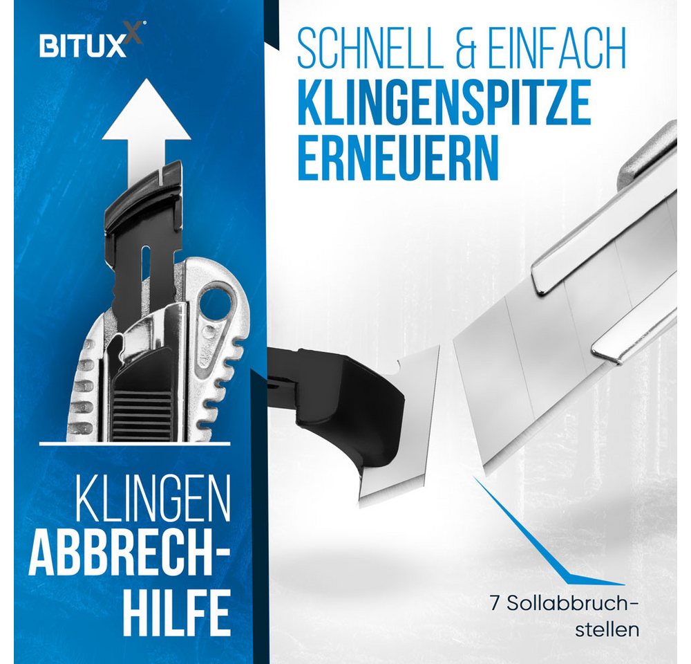 Bituxx Cuttermesser Aluminium inkl. 50 Ersatzklingen, (Spar-Set, 55-tlg., Ms-15608) Bild 3