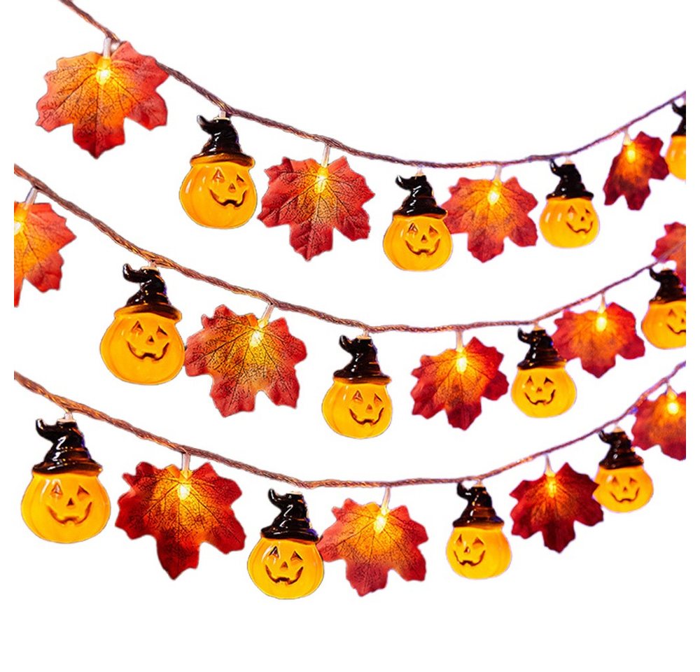 Coonoor LED-Lichterkette 3M 20LED Halloween Deko Herbst Ahornblatt Girlande Lichterkette, für Halloween Theme Erntedankfest Weihnachtsfeiern Bild 3