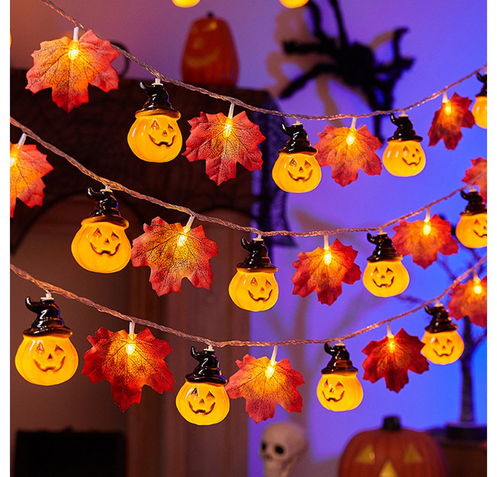 Coonoor LED-Lichterkette 3M 20LED Halloween Deko Herbst Ahornblatt Girlande Lichterkette, für Halloween Theme Erntedankfest Weihnachtsfeiern Bild 4
