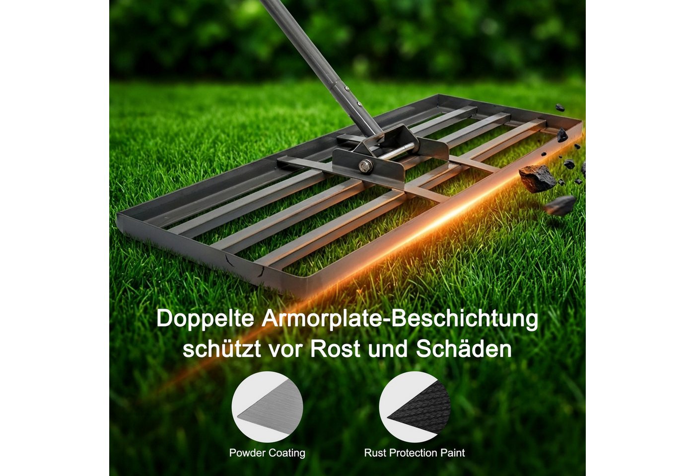 Youyijia Gartenrechen Ergonomischer Rasenrechen mit Klicksystem,Rasenrechen, Gartenrechen Bild 2