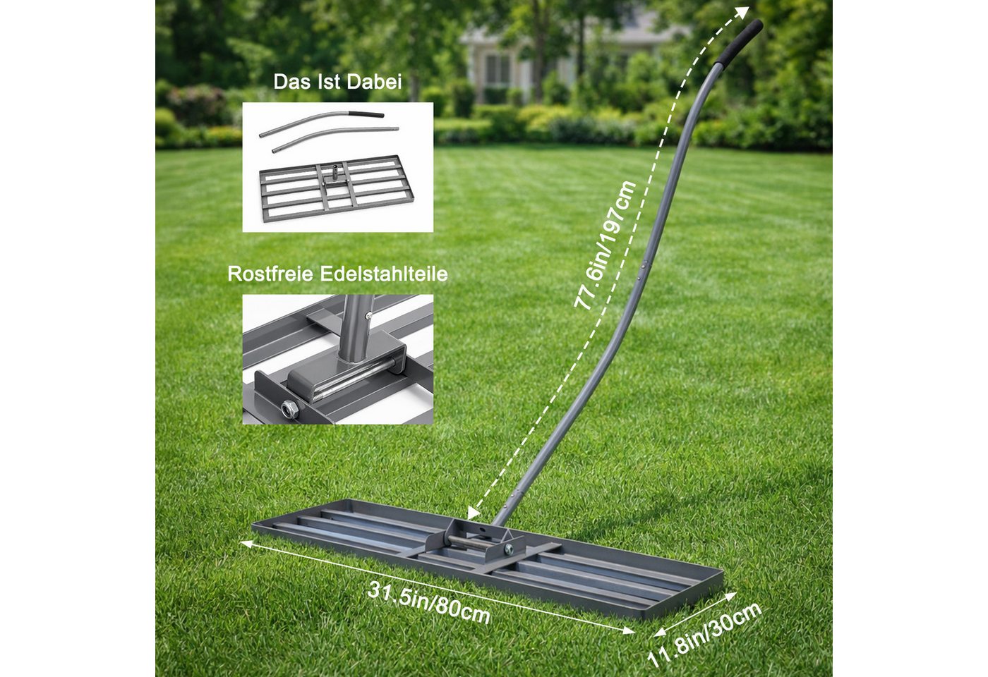 Youyijia Gartenrechen Ergonomischer Rasenrechen mit Klicksystem,Rasenrechen, Gartenrechen Bild 3