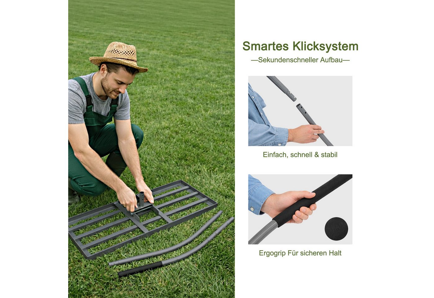 Youyijia Gartenrechen Ergonomischer Rasenrechen mit Klicksystem,Rasenrechen, Gartenrechen Bild 5