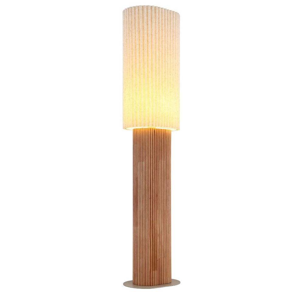 GLOBO LIGHTING Stehlampe, Leuchtmittel inklusive, Warmweiß, LED Stehleuchte Stehlampe Leseleuchte Holz Textil Braun Fußschalter