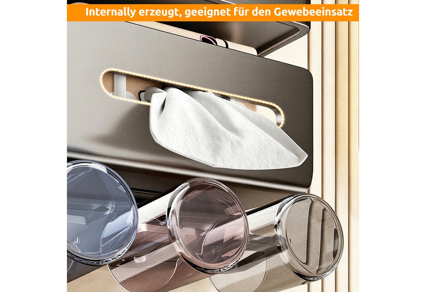 BlingBin Duschablage Metall Wandregal Badezimmer, Halter mit 4 Zahnbürstenbechern, 1er Set 1-tlg., für Föhn & elektrische Zahnbürsten am Waschbecken Bild 2