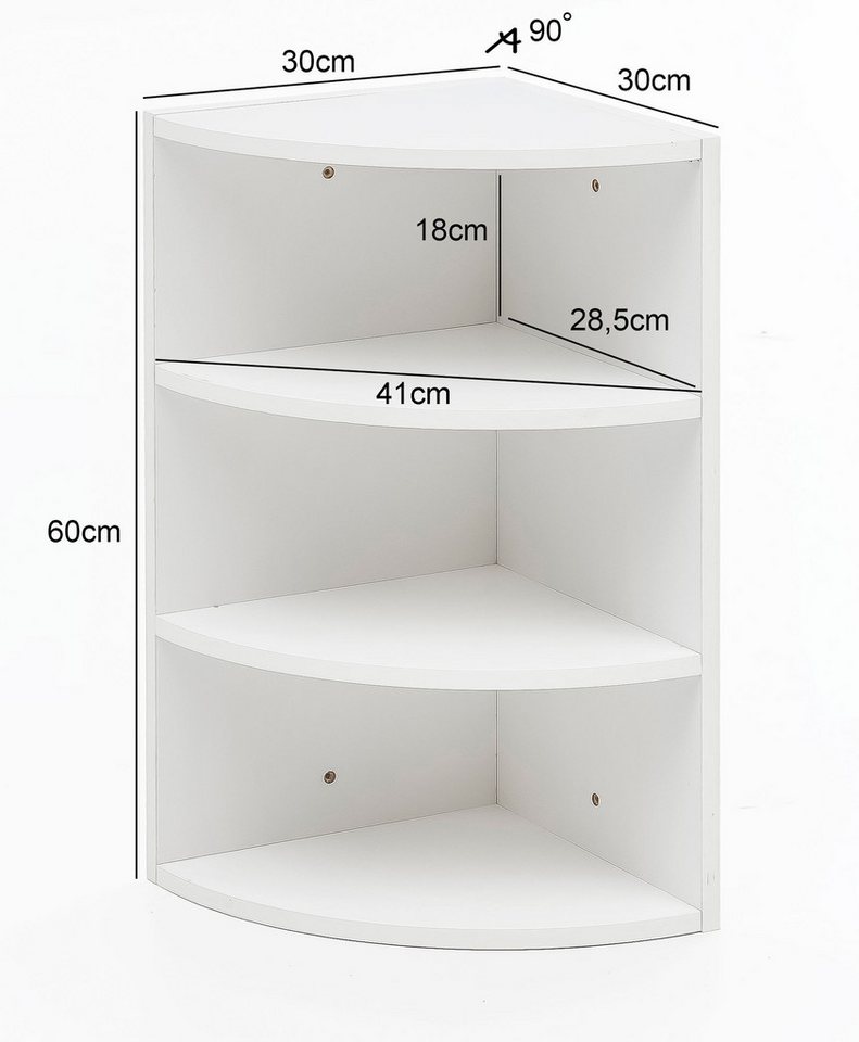 FINEBUY Eckregal Wandregal Winkelregal Badregal Küchenregal Standregal Regal, Weiß 30x60x30 cm, Wandregal Eck, Hängeregal Modern, Wandboard Freischwebend Dekoregal Bücherregal Wand Bild 2