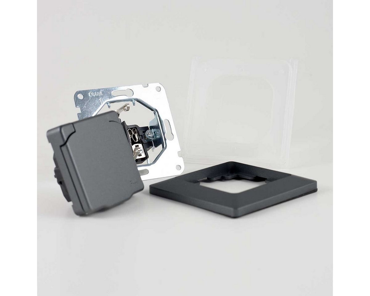 ChiliTec Unterputz-Steckdose 20 MILOS Steckdose mit Deckel IP44 anthrazit mi Ra Bild 5
