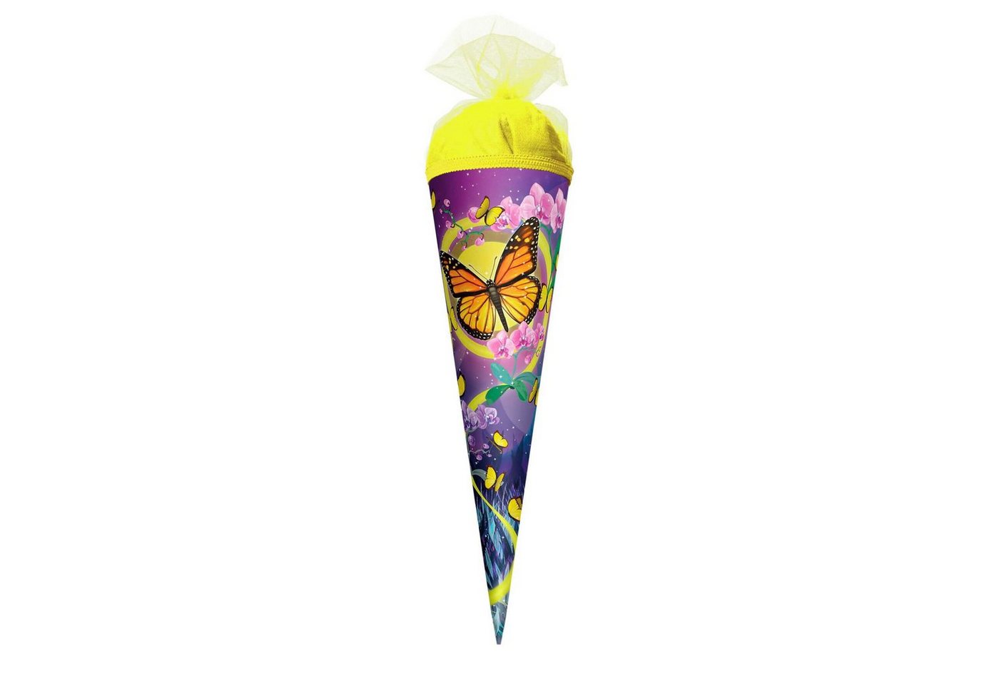Roth Schultüte Roth Motiv-Schultüte Schmetterling, 35cm, rund, Tüllverschluss, Verschluss Tüll