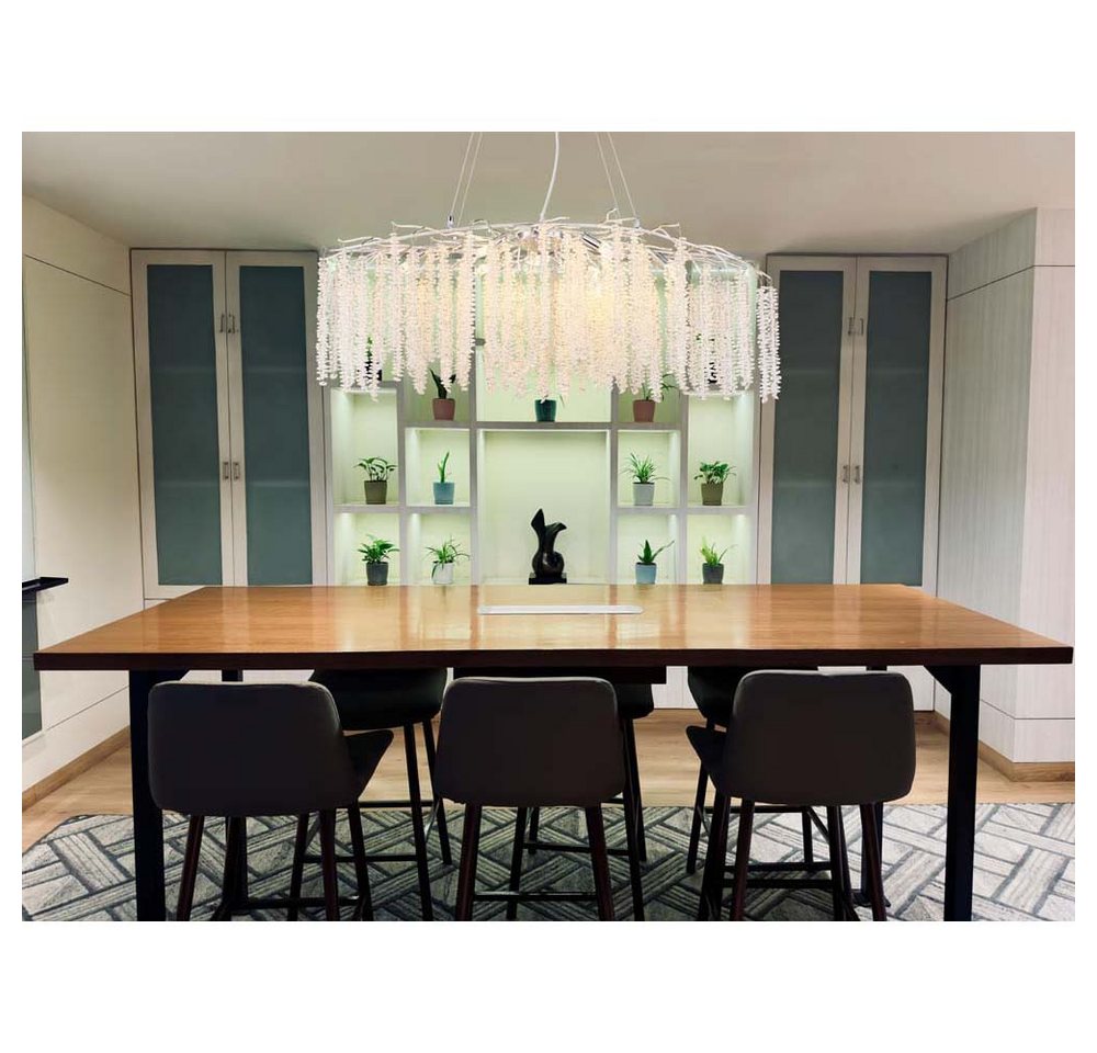 GLOBO LIGHTING Pendelleuchte, Leuchtmittel nicht inklusive, Luster Metall verchromt mit Kunststoffkristallen klar H120cm