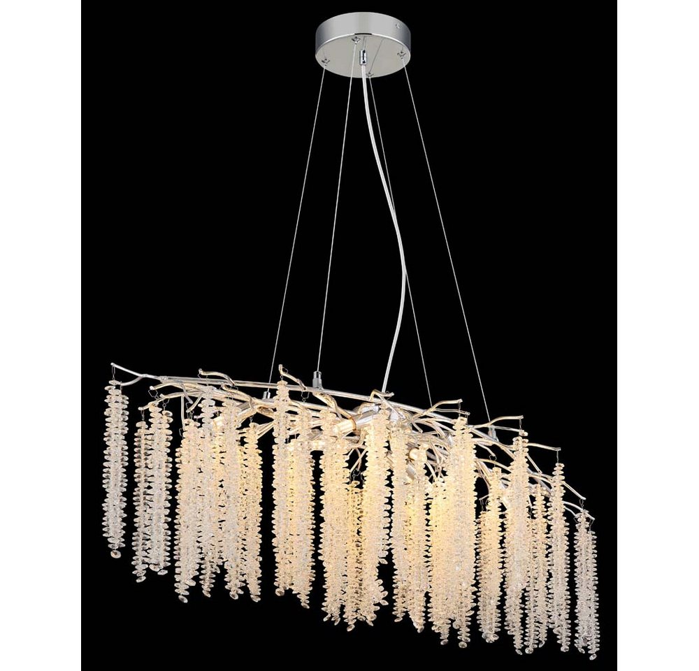 GLOBO LIGHTING Pendelleuchte, Leuchtmittel nicht inklusive, Luster Metall verchromt mit Kunststoffkristallen klar H120cm Bild 3