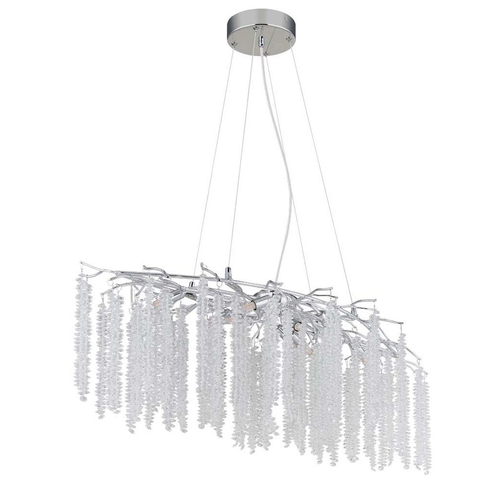 GLOBO LIGHTING Pendelleuchte, Leuchtmittel nicht inklusive, Luster Metall verchromt mit Kunststoffkristallen klar H120cm Bild 4