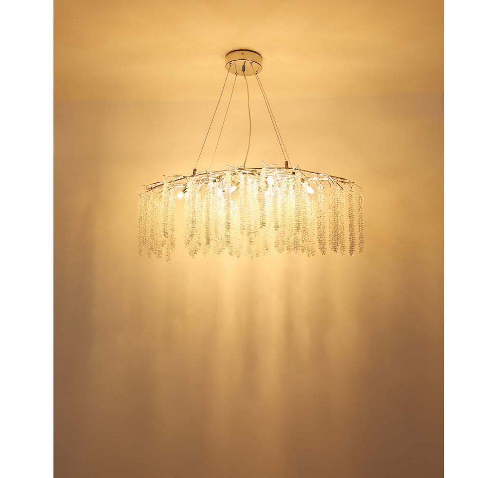GLOBO LIGHTING Pendelleuchte, Leuchtmittel nicht inklusive, Luster Metall verchromt mit Kunststoffkristallen klar H120cm Bild 5