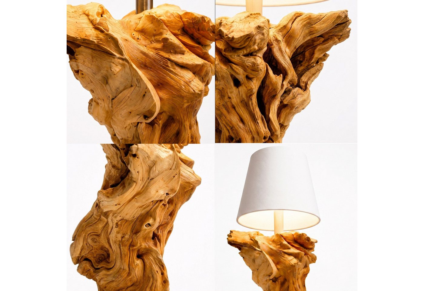 Möbel Bressmer Tischleuchte SERATreibholz-Tischlampe,LED Akku kabellostischleucht,lampshade 20 cm. Bild 2