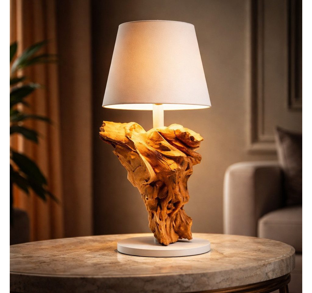 Möbel Bressmer Tischleuchte SERATreibholz-Tischlampe,LED Akku kabellostischleucht,lampshade 20 cm. Bild 5