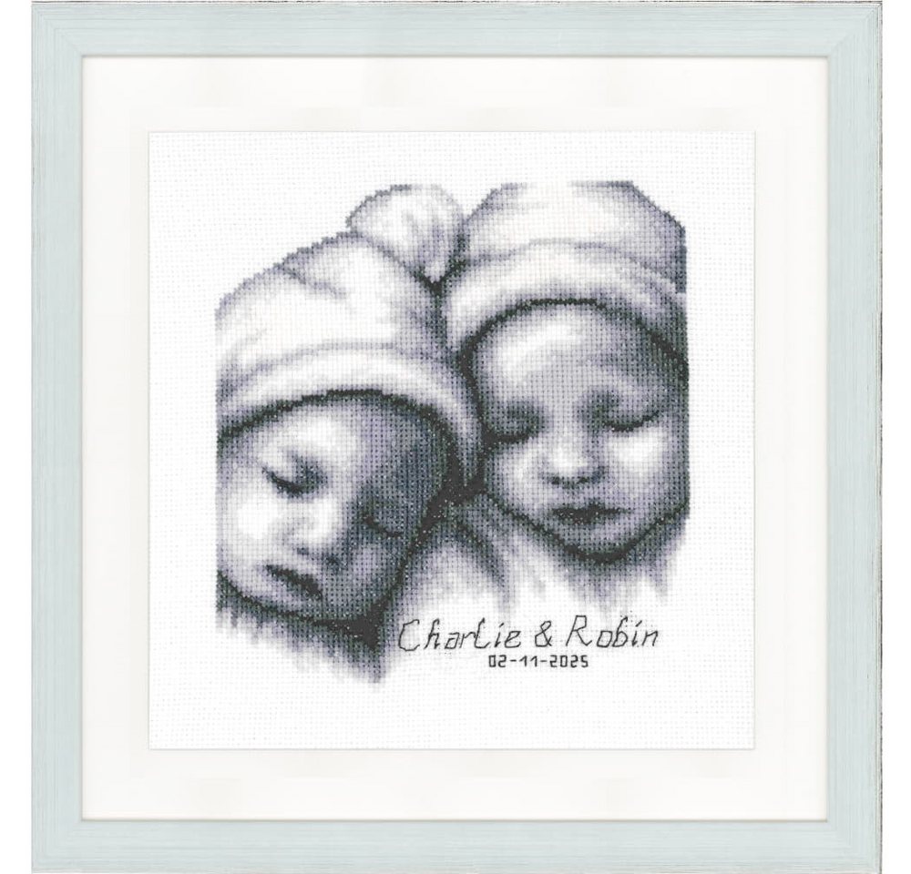 Vervaco Kreativset Vervaco Kreuzstich Stickpackung "Zwillinge", Zählmuster, 20x21cm, (embroidery kit by Marussia)