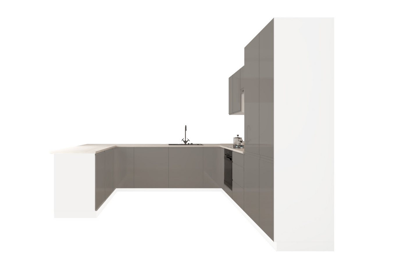 ROYAL24_MARKT Küchenzeile Velmora U-Form Küche KÜ-AS-010 – mit viel Stauraum und MDF-Fronten, (Komplett Set), Edles Material - Zeitlos - Elegant Bild 2