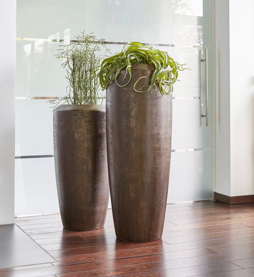 Flingora Bodenvase Priya, mit Einsatz - Fiberglas - Indoor - Kupferbraun - Höhe 90 cm