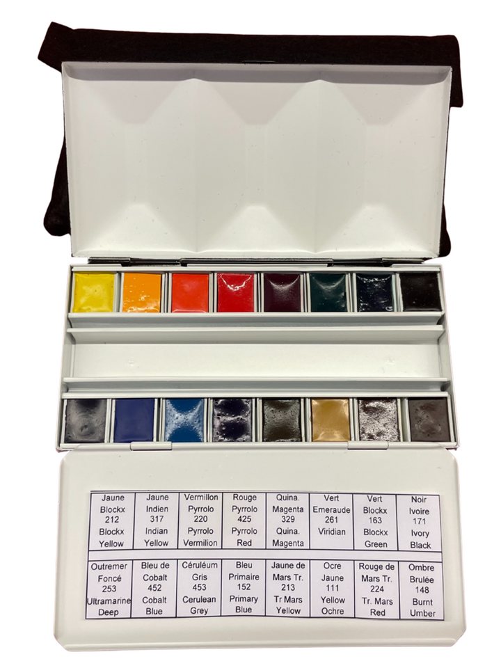 Honsell Aquarellfarbe BlockX Aquarell emaillierter Metallkasten 16x1/2 Näpfchen, Hochpigmentierte wasserbasierte Künstlerfarben Bild 2