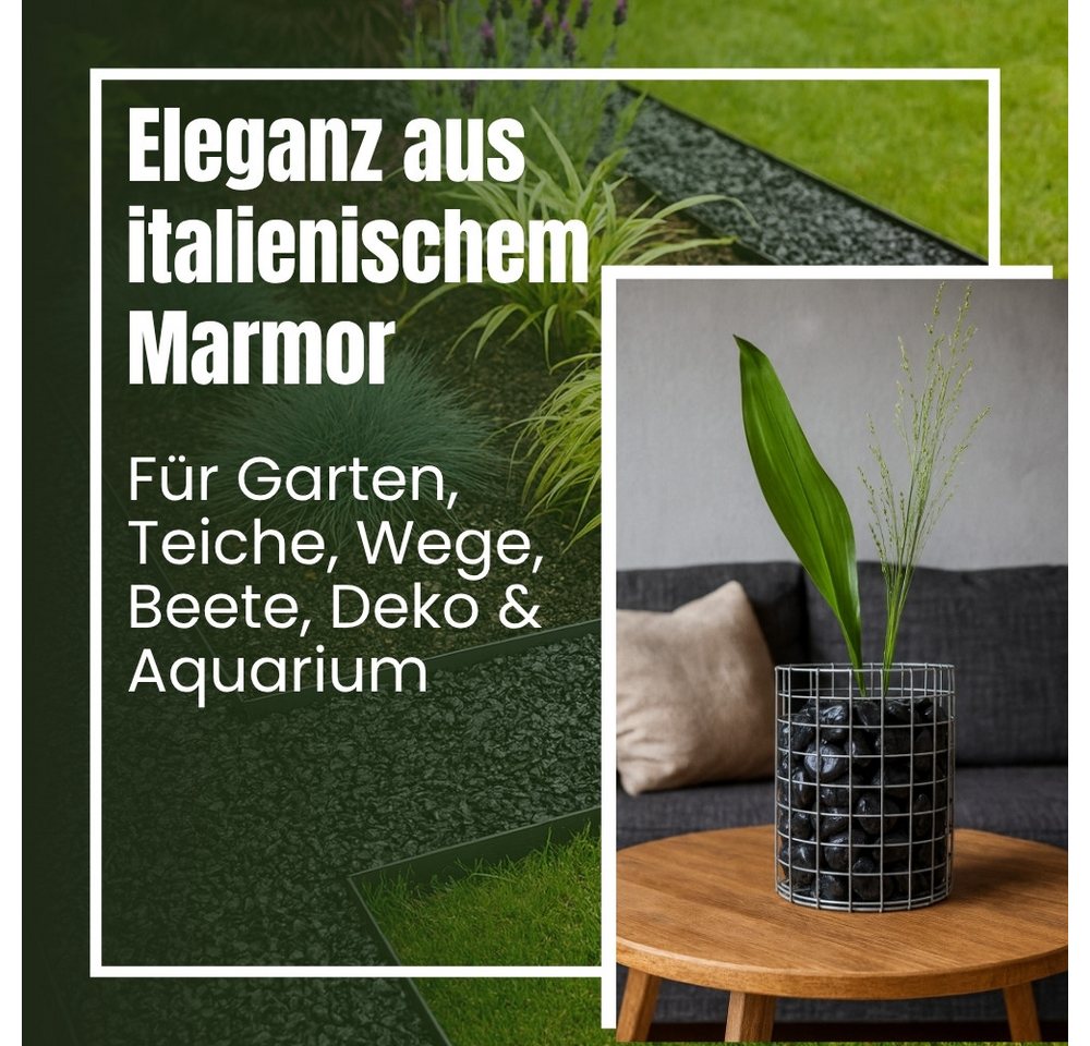 GarPet Dekokies Kieselsteine Garten 25Kg Zierkies Aquarium Kies Nero Ebano Marmorkies