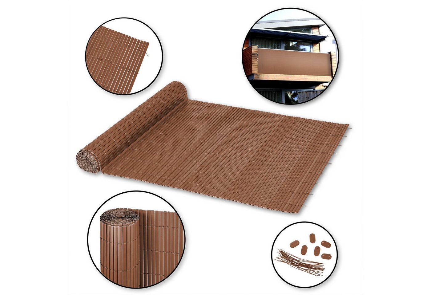 Ribelli Balkonsichtschutz Zaunsichtschutz PVC ca. 0,8 x 4m braun