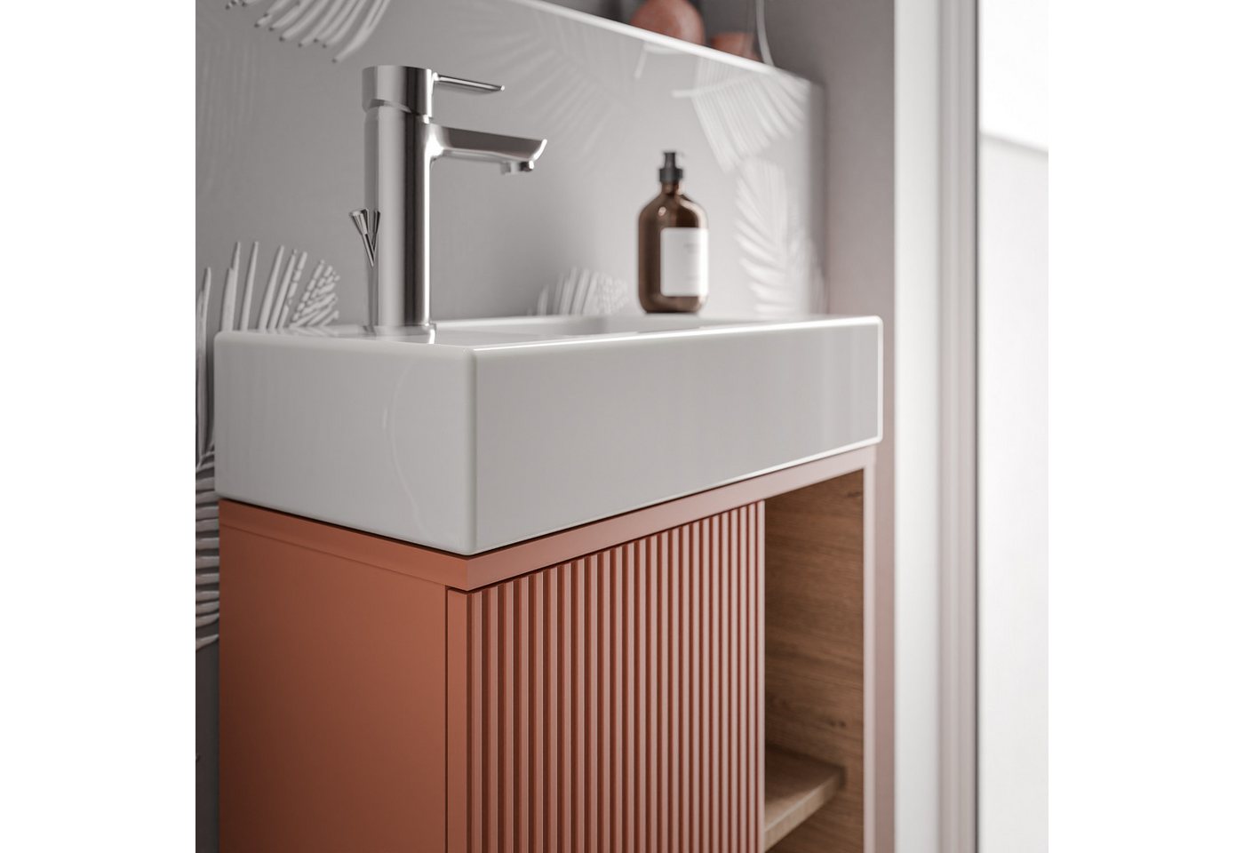 Bernstein Badmöbel-Set BELDIVO, (Set, Waschtischunterschrank 50 cm mit Waschbecken), Türanschlag links - Farbe wählbar - matt