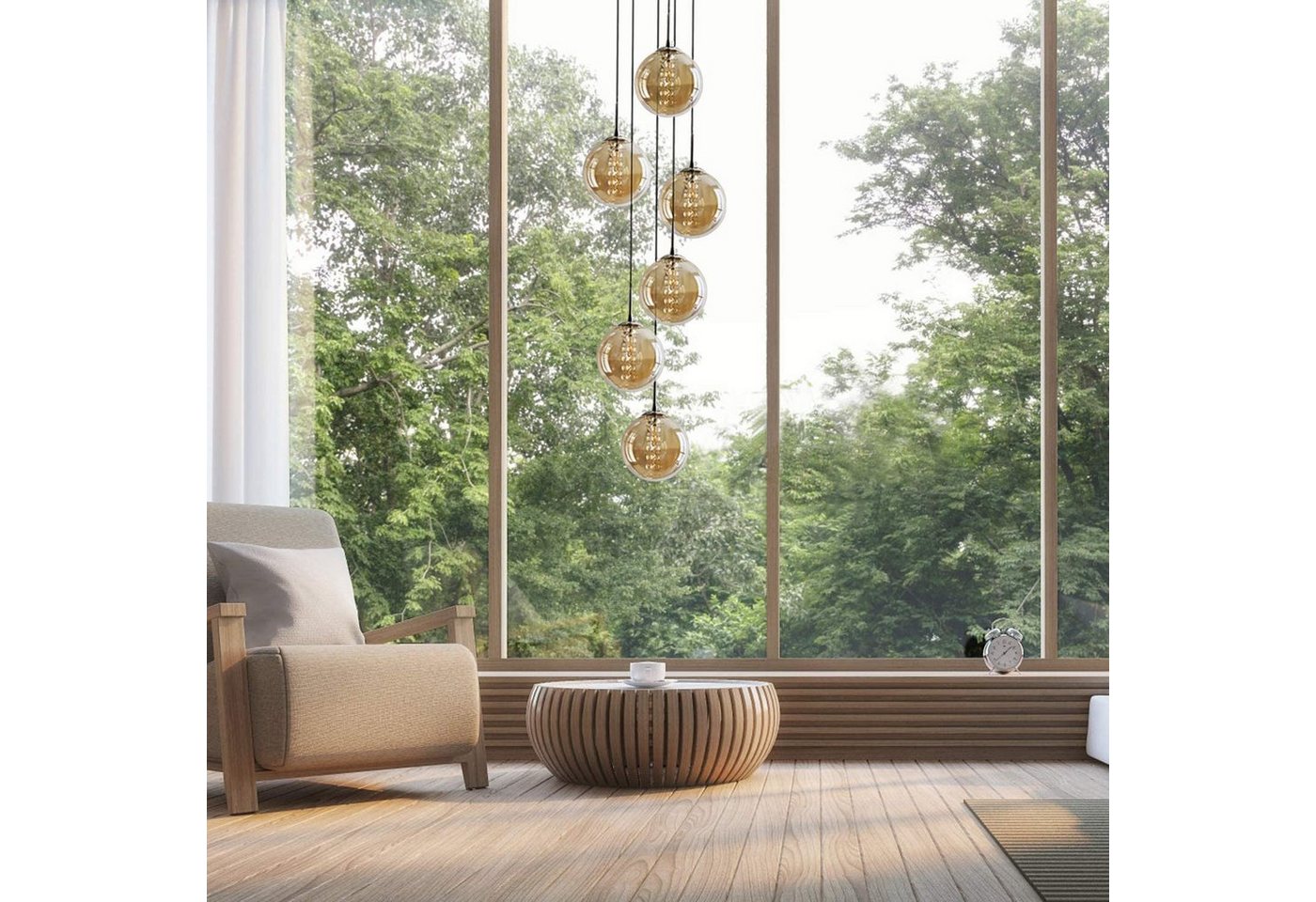 ZMH Pendelleuchte Esstisch 3/4/6/10/15-flammig,G9 Hängeleuchte, 3000 K, LED wechselbar, Warmweiß, 150 cm höhenverstellbar, inkl. Leuchtmittel Bild 3