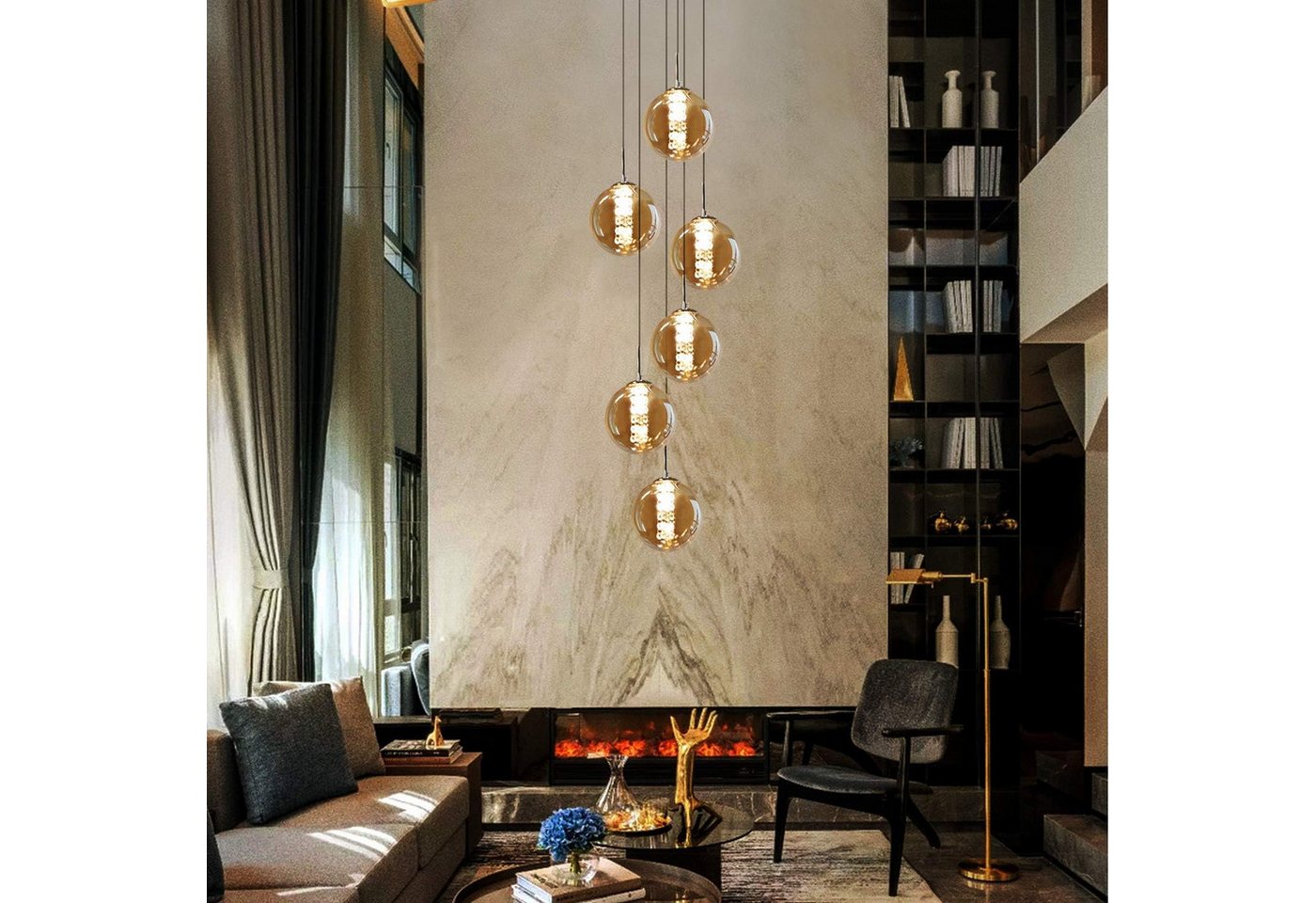 ZMH Pendelleuchte Esstisch 3/4/6/10/15-flammig,G9 Hängeleuchte, 3000 K, LED wechselbar, Warmweiß, 150 cm höhenverstellbar, inkl. Leuchtmittel Bild 4
