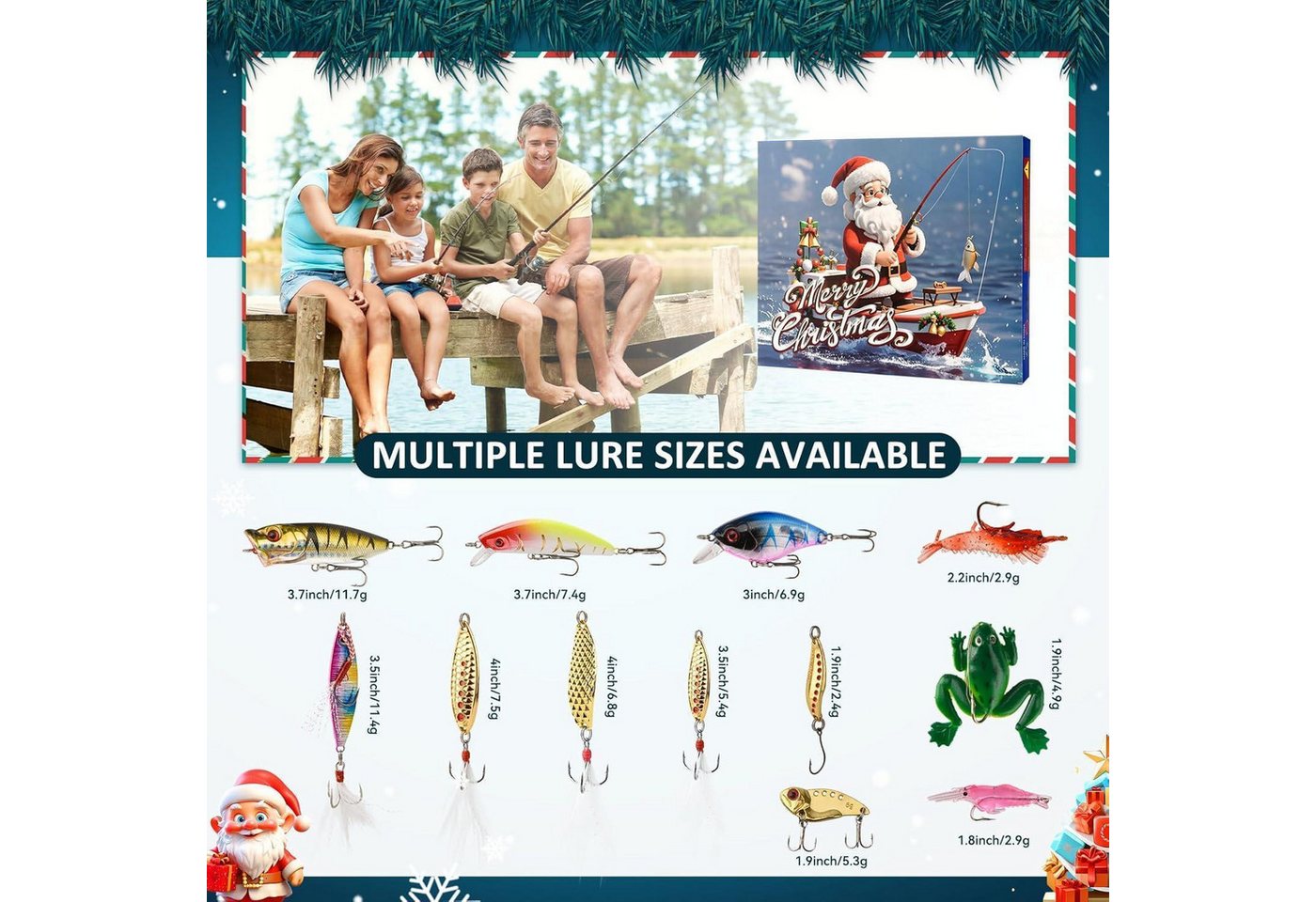 LuxusKollektion befüllbarer Adventskalender Adventskalender 2025 Angelzubehör 24 Köder Set für Angler Väter Jungen Bild 2