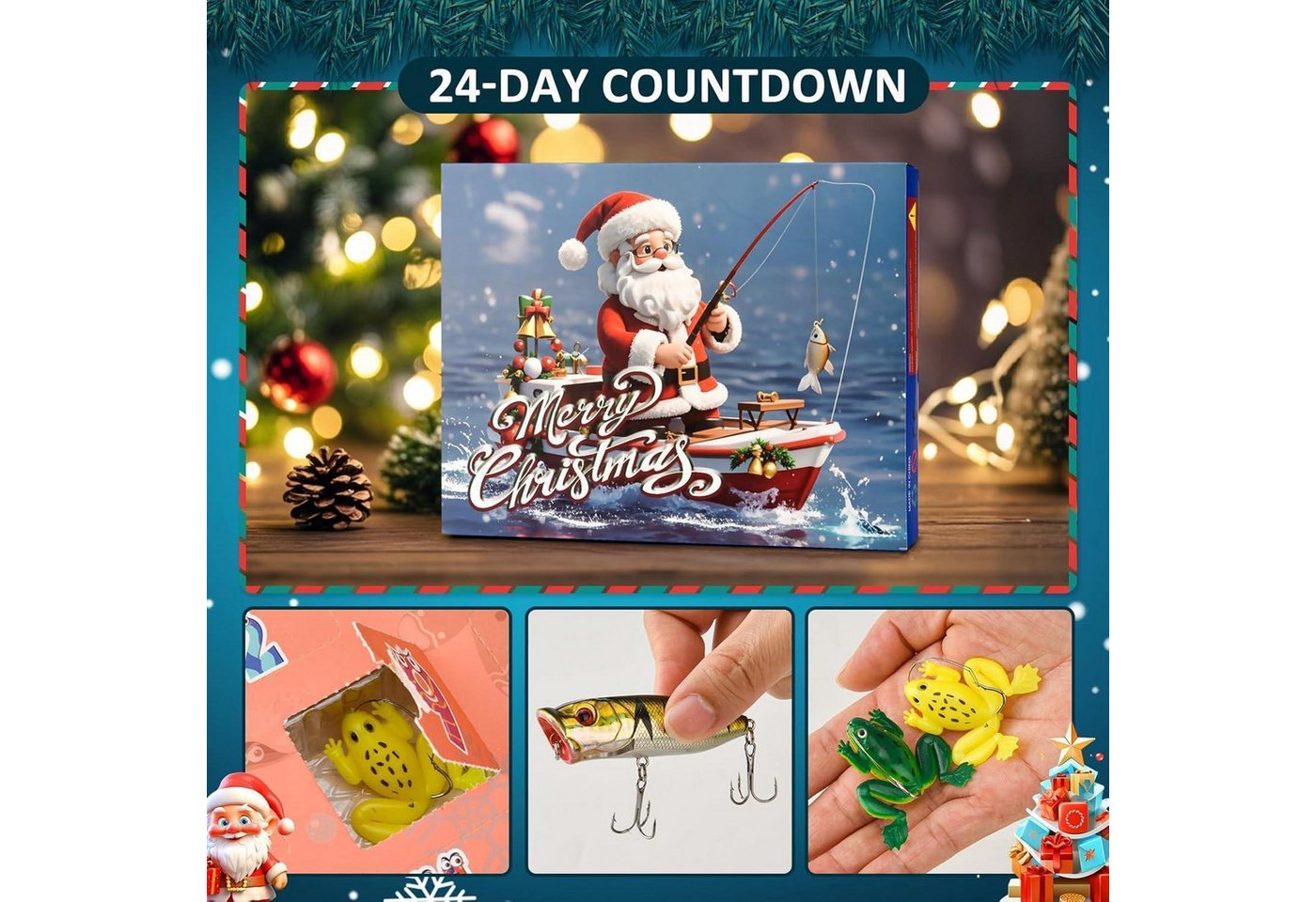 LuxusKollektion befüllbarer Adventskalender Adventskalender 2025 Angelzubehör 24 Köder Set für Angler Väter Jungen Bild 5