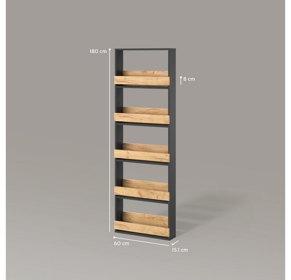 Livinity® Weinregal Regusa, Goldkraft Eiche/Anthrazit/Anthrazit, 60 x 180 cm, 1-tlg.