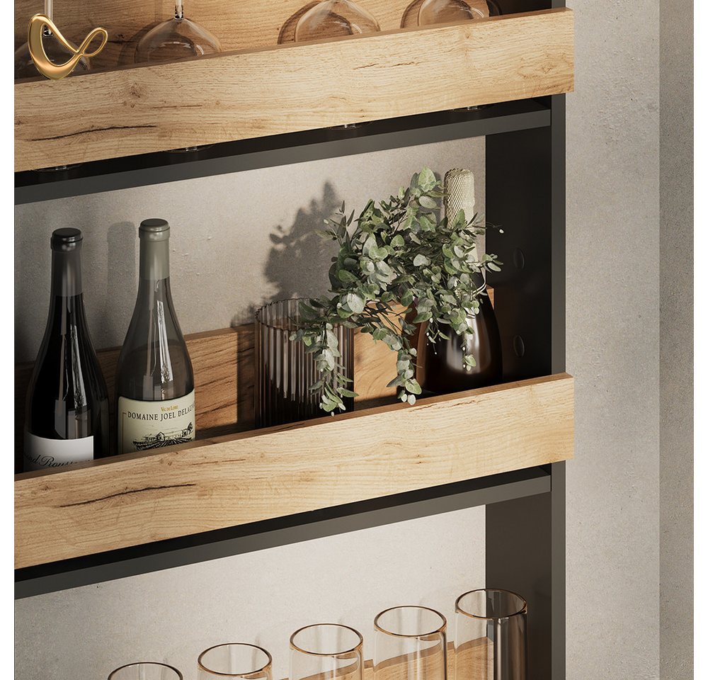 Livinity® Weinregal Regusa, Goldkraft Eiche/Anthrazit/Anthrazit, 60 x 180 cm, 1-tlg. Bild 2
