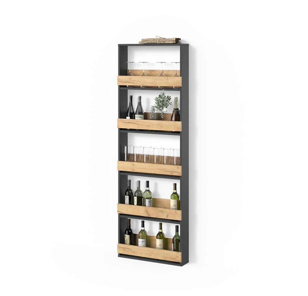 Livinity® Weinregal Regusa, Goldkraft Eiche/Anthrazit/Anthrazit, 60 x 180 cm, 1-tlg. Bild 3