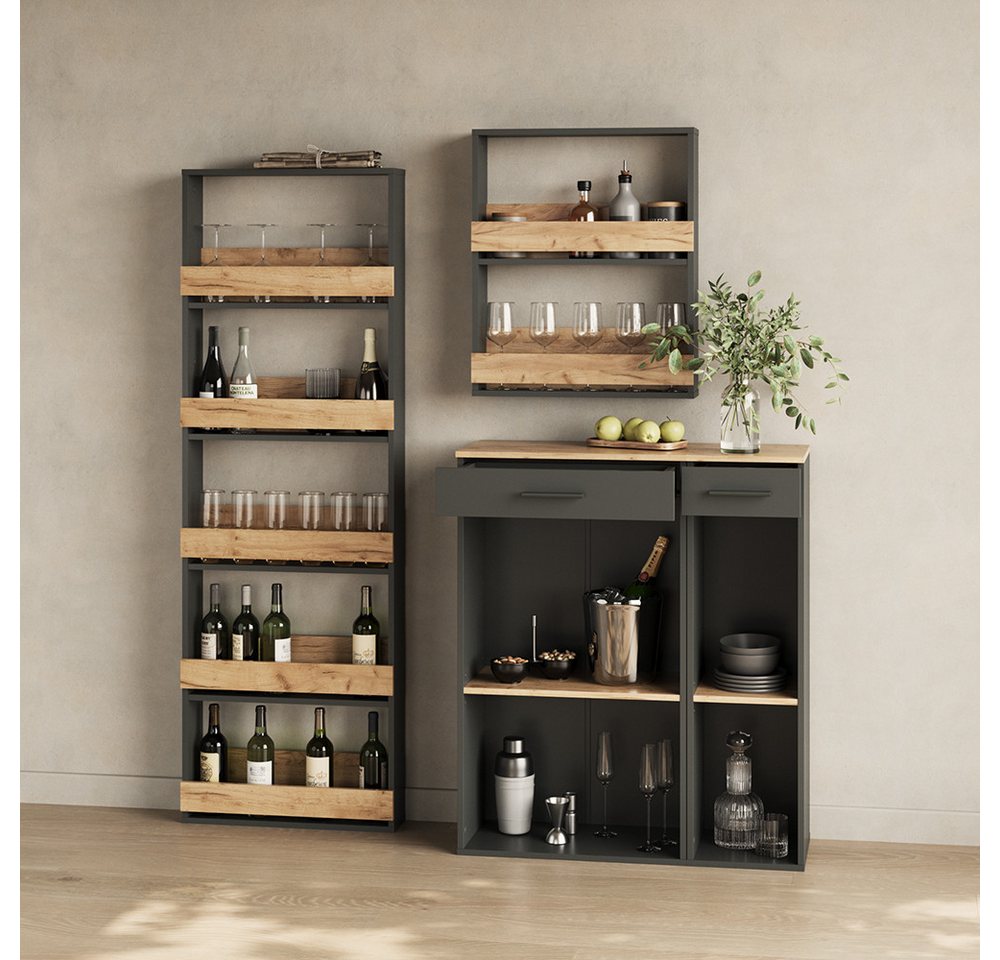 Livinity® Weinregal Regusa, Goldkraft Eiche/Anthrazit/Anthrazit, 60 x 180 cm, 1-tlg. Bild 5
