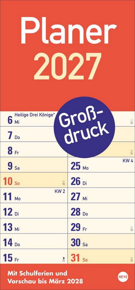 HEYE Wandkalender Großdruck Planer 2027