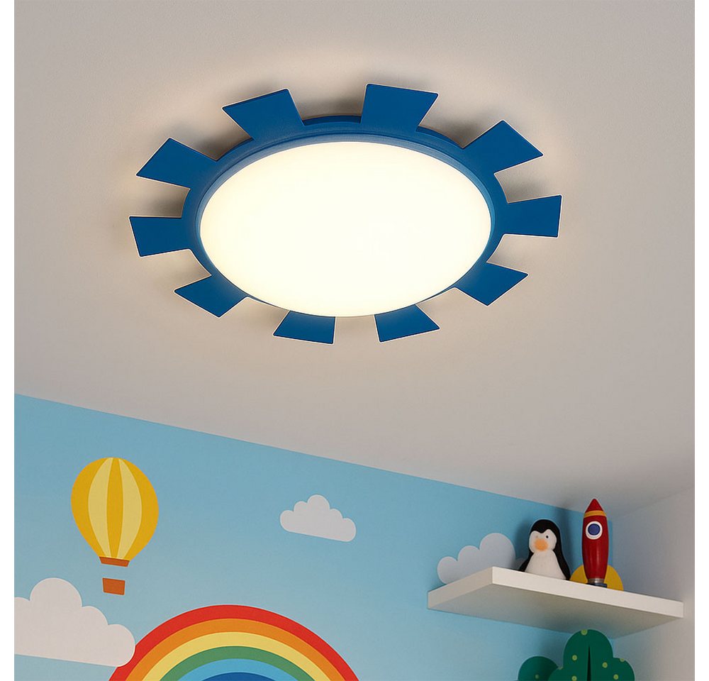 etc-shop Deckenleuchte, Leuchtmittel inklusive, Warmweiß, Farbwechsel, Kinderleuchte Deckenleuchte Wandlampe RGB LED Fernbedienung blau weiß