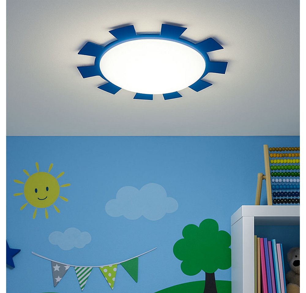 etc-shop Deckenleuchte, Leuchtmittel inklusive, Warmweiß, Farbwechsel, Kinderleuchte Deckenleuchte Wandlampe RGB LED Fernbedienung blau weiß Bild 4