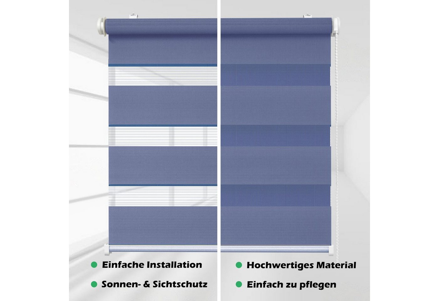 Doppelrollo Doppelrollo COLOUR, Flieder, 100x150cm, DomDeco, Klemmfix, Klemmbar, Kettenzug, ohne Bohren, Sicht- und Blendschutz Bild 4