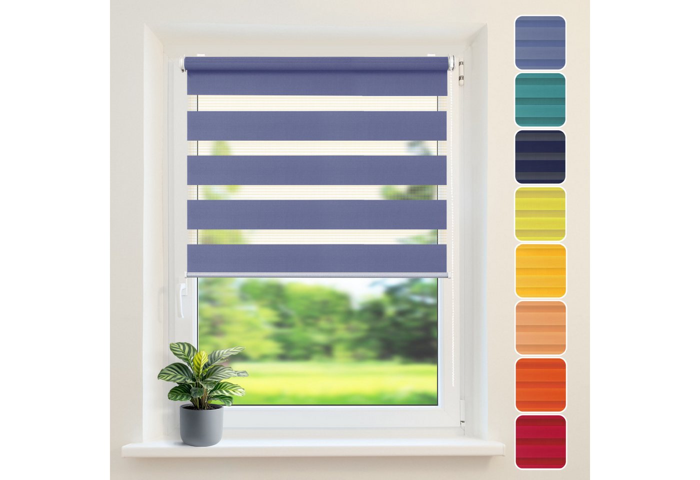 Doppelrollo Doppelrollo COLOUR, Flieder, 100x150cm, DomDeco, Klemmfix, Klemmbar, Kettenzug, ohne Bohren, Sicht- und Blendschutz Bild 5