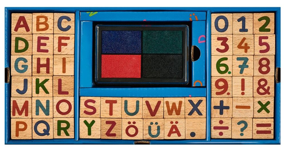 Moses. Verlag Stempel 48 verschiedene Zahlen und Buchstabenstempel aus Holz Bild 4