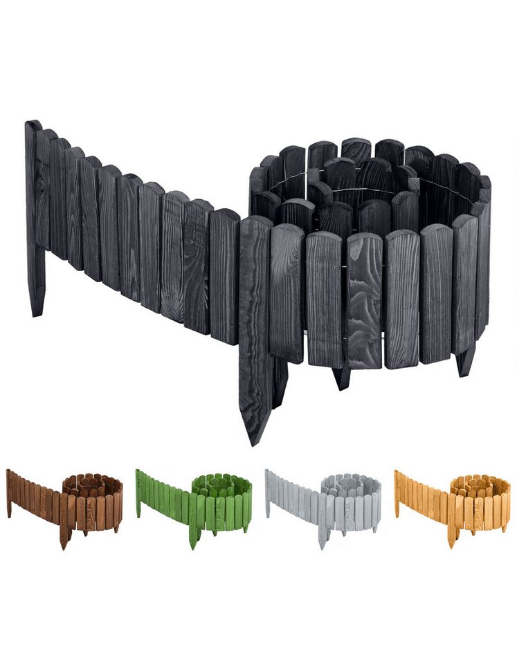 Garronda Rasenkante Beeteinfassung Holz Rollzaun Flexibler Rollborder Länge: 2m GD-0046, LxH: 2x8 cm Bild 3